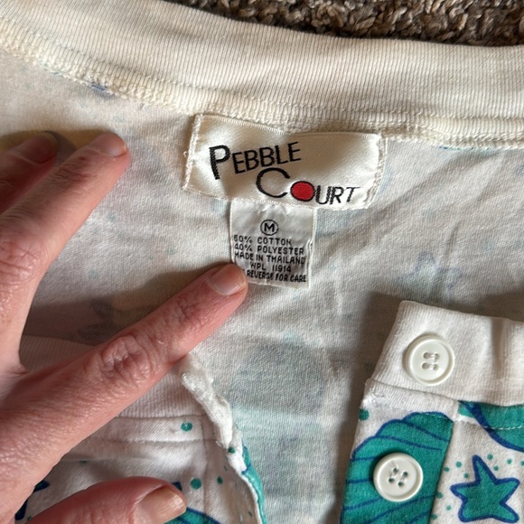 Vintage Medium Teal Seashell Print Sleeveless Romper - Picture 5 of 5